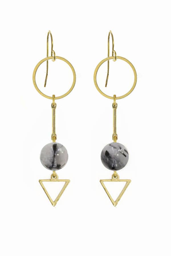 Geo Stack Quartz Earrings