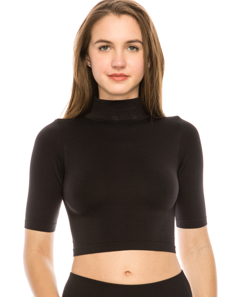 Mock Neck Elbow Crop Top SALE