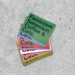 Feminism, Satanism, Coffee and Cats Sticker