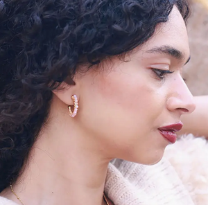 Rose Quartz Wrapped Hoop Earrings