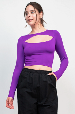 Front Opening Long Sleeve Crop Top