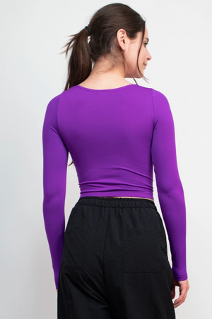 Front Opening Long Sleeve Crop Top