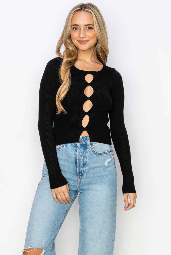 Ribbed Cut Out Top