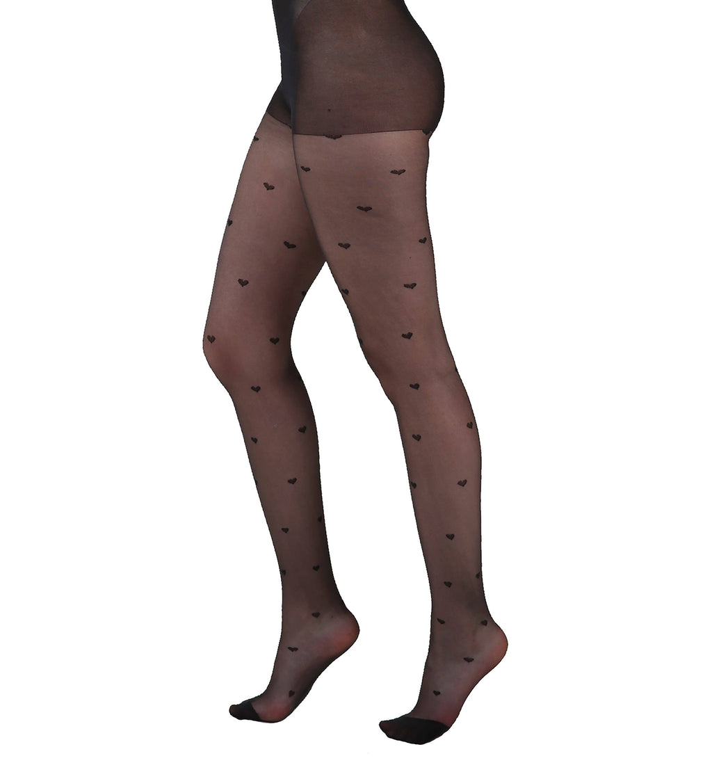 All Over Hearts Sheer Tights