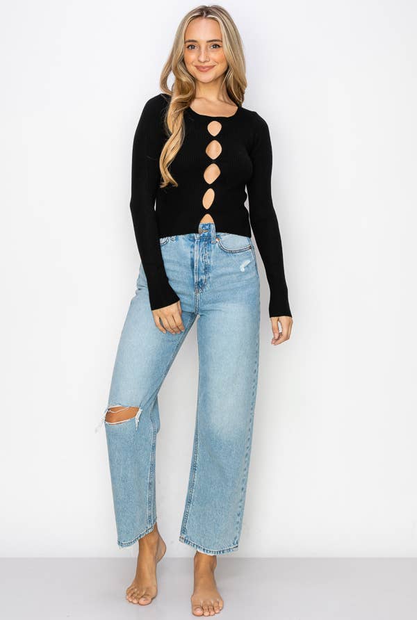 Ribbed Cut Out Top