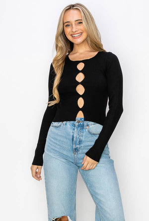 Ribbed Cut Out Top